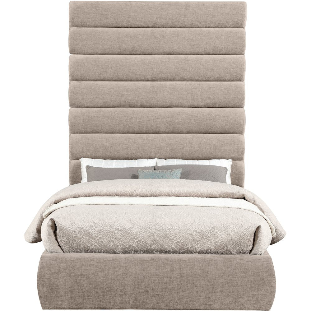 Adam Beige Chenille Fabric Full Bed