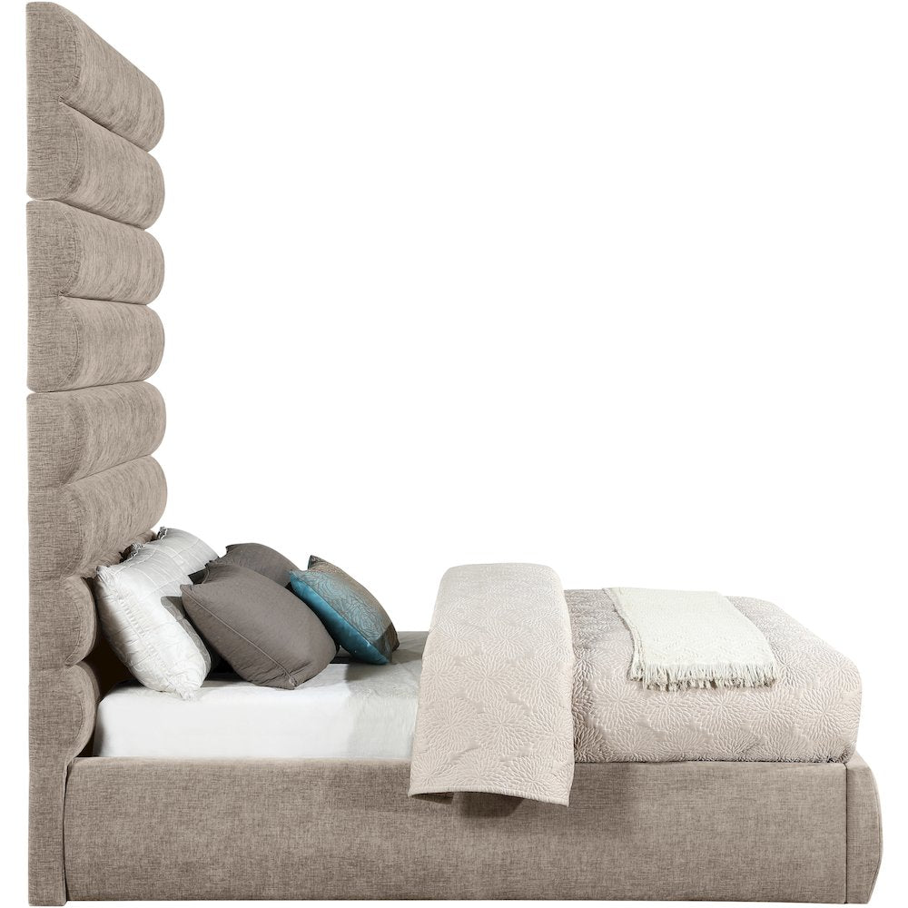 Adam Beige Chenille Fabric Full Bed