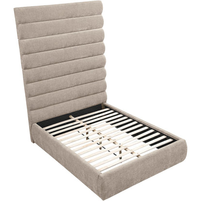Adam Beige Chenille Fabric Full Bed