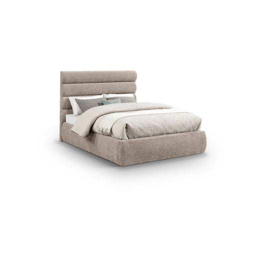 Adam Beige Chenille Fabric Full Bed