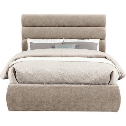 Adam Beige Chenille Fabric Full Bed