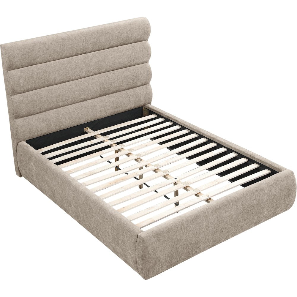 Adam Beige Chenille Fabric Full Bed
