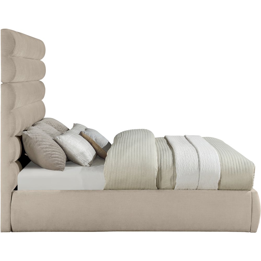 Adam Beige Chenille Fabric King Bed