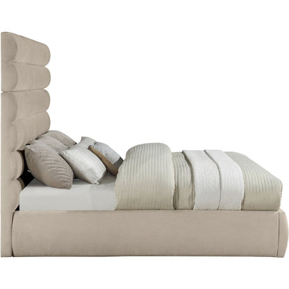 Adam Beige Chenille Fabric King Bed