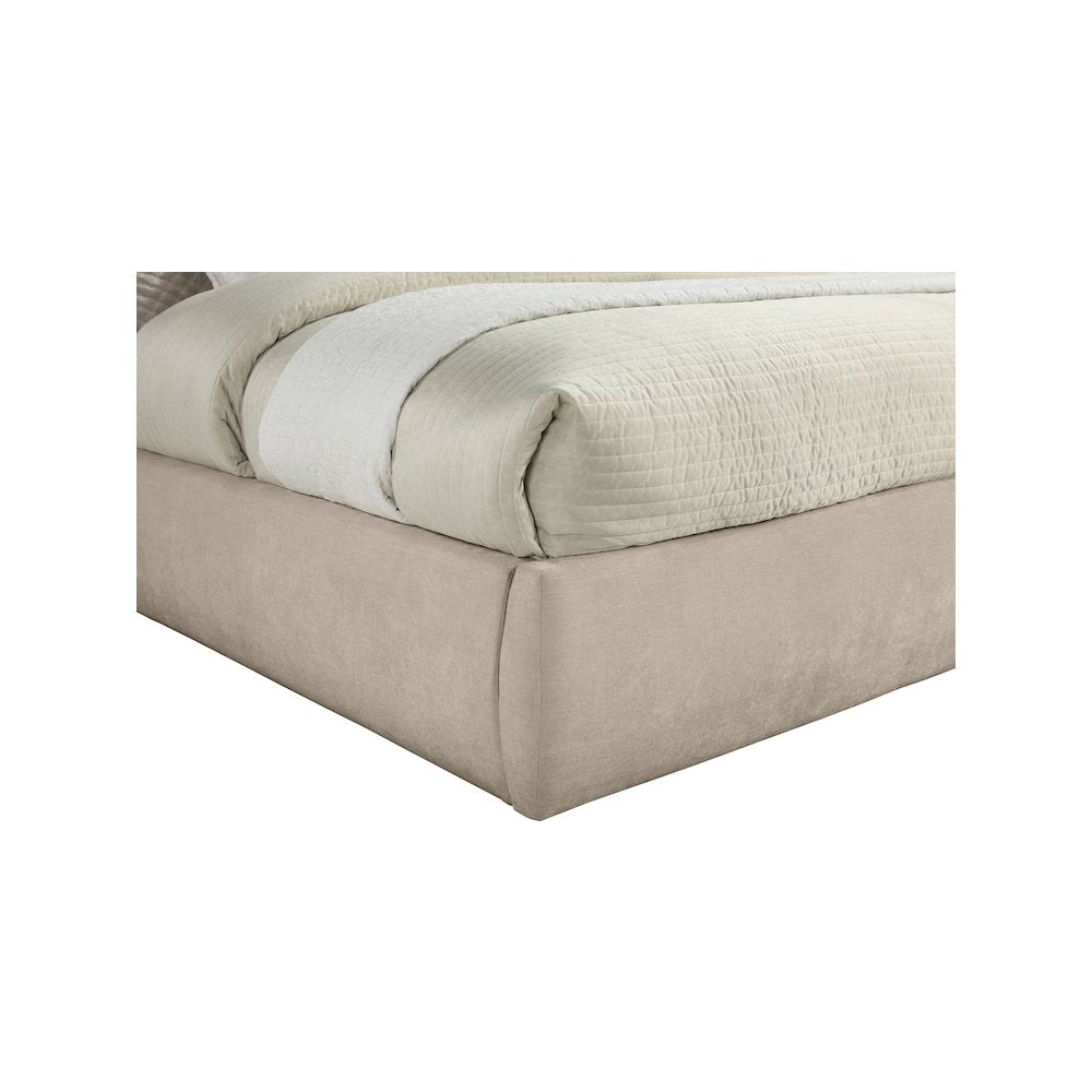 Adam Beige Chenille Fabric King Bed