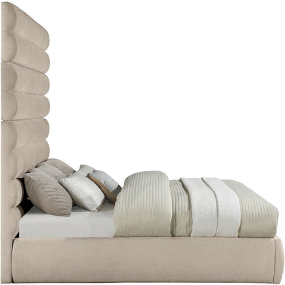 Adam Beige Chenille Fabric King Bed