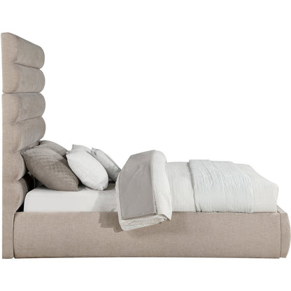 Adam Beige Chenille Fabric Queen Bed