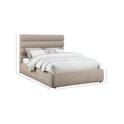 Adam Beige Chenille Fabric Queen Bed