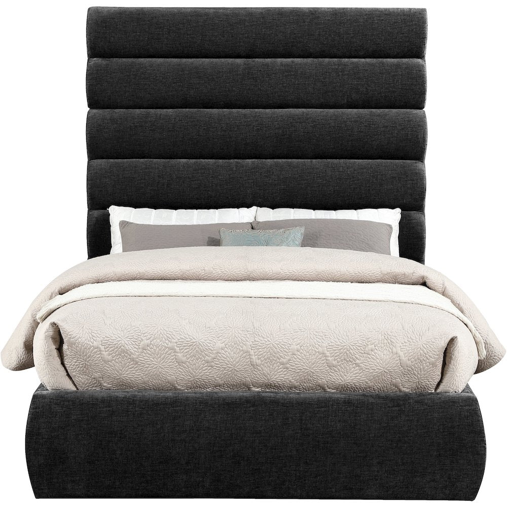Adam Black Chenille Fabric Full Bed