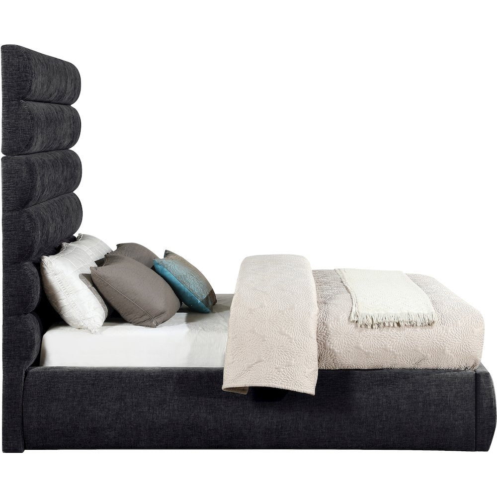 Adam Black Chenille Fabric Full Bed