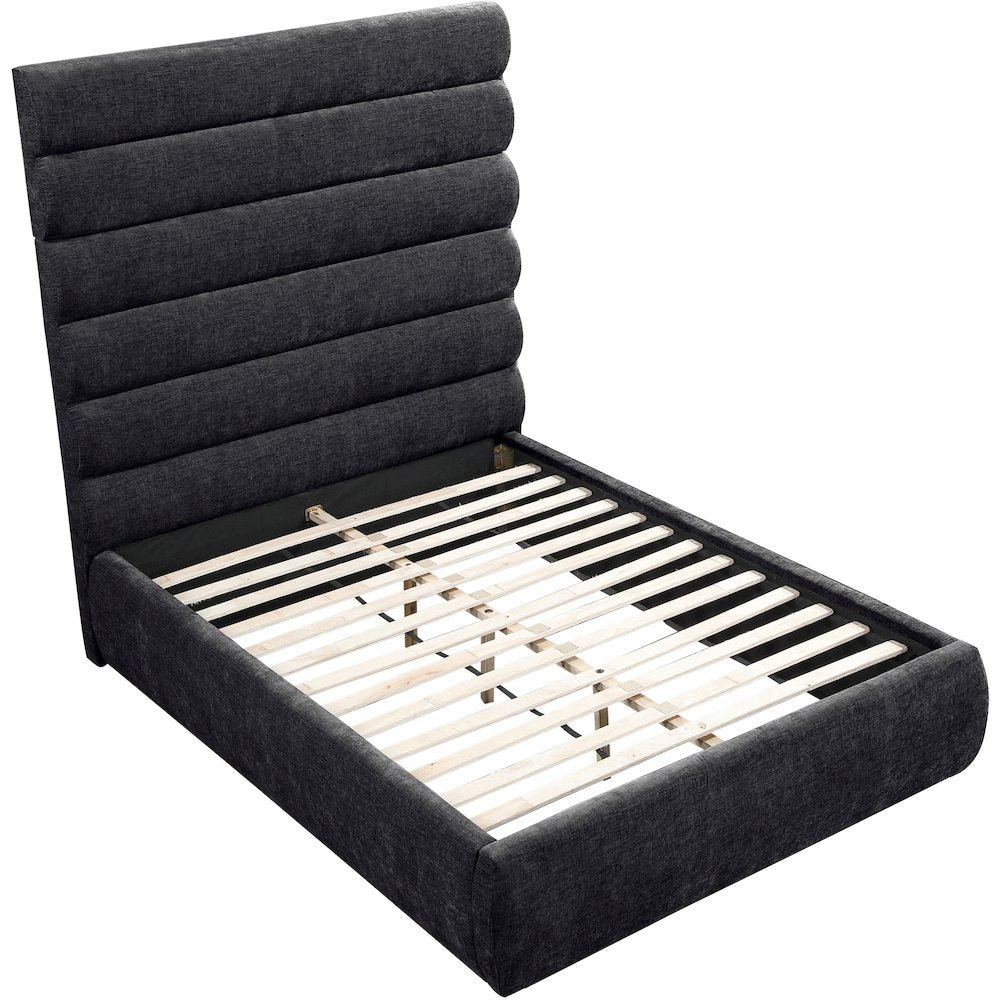 Adam Black Chenille Fabric Full Bed
