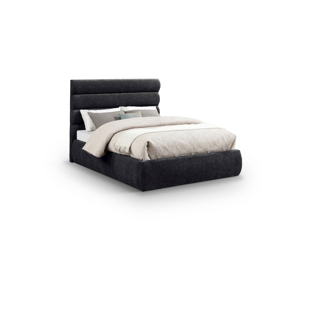 Adam Black Chenille Fabric Full Bed