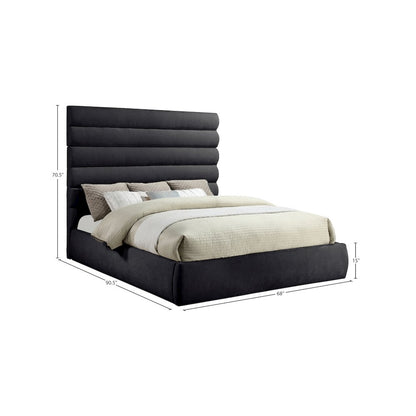Adam Black Chenille Fabric King Bed
