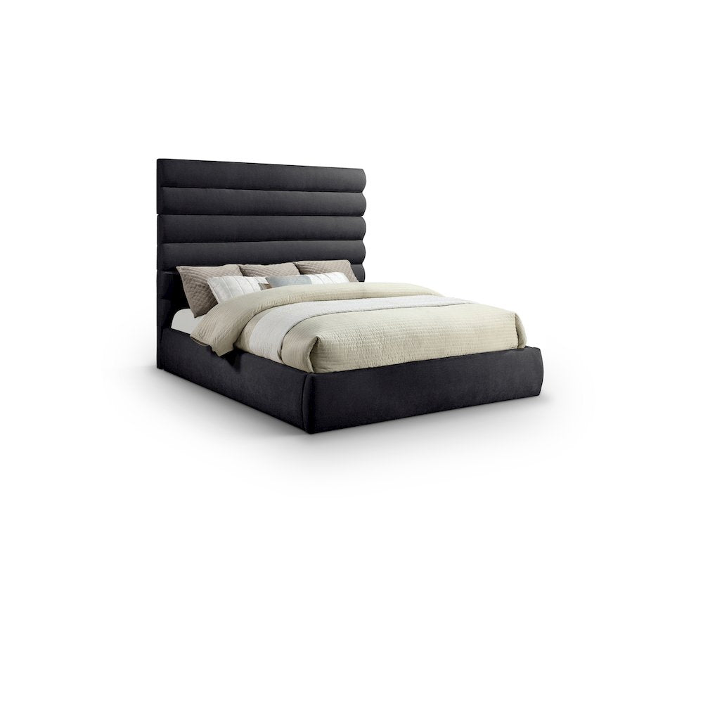 Adam Black Chenille Fabric King Bed