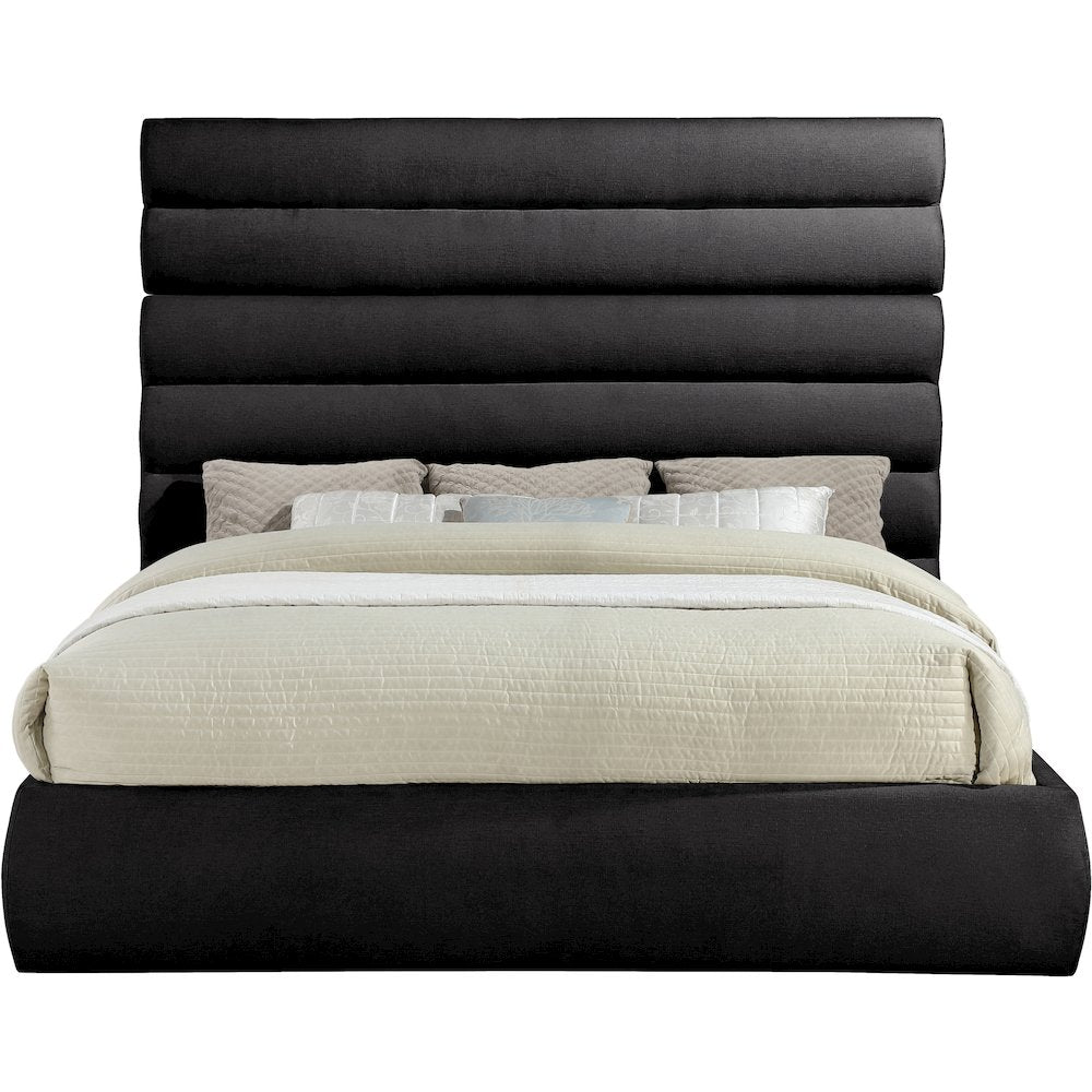 Adam Black Chenille Fabric King Bed