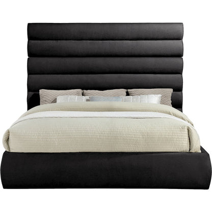 Adam Black Chenille Fabric King Bed