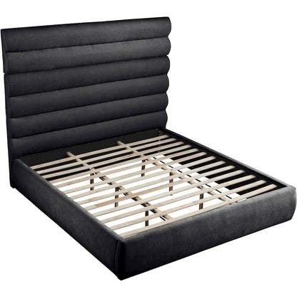 Adam Black Chenille Fabric King Bed