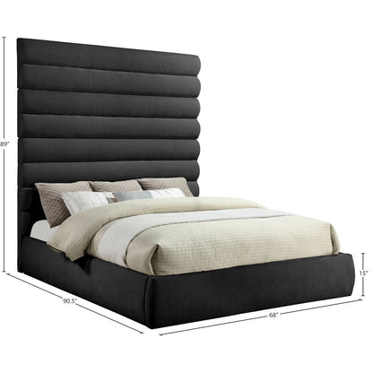 Adam Black Chenille Fabric King Bed