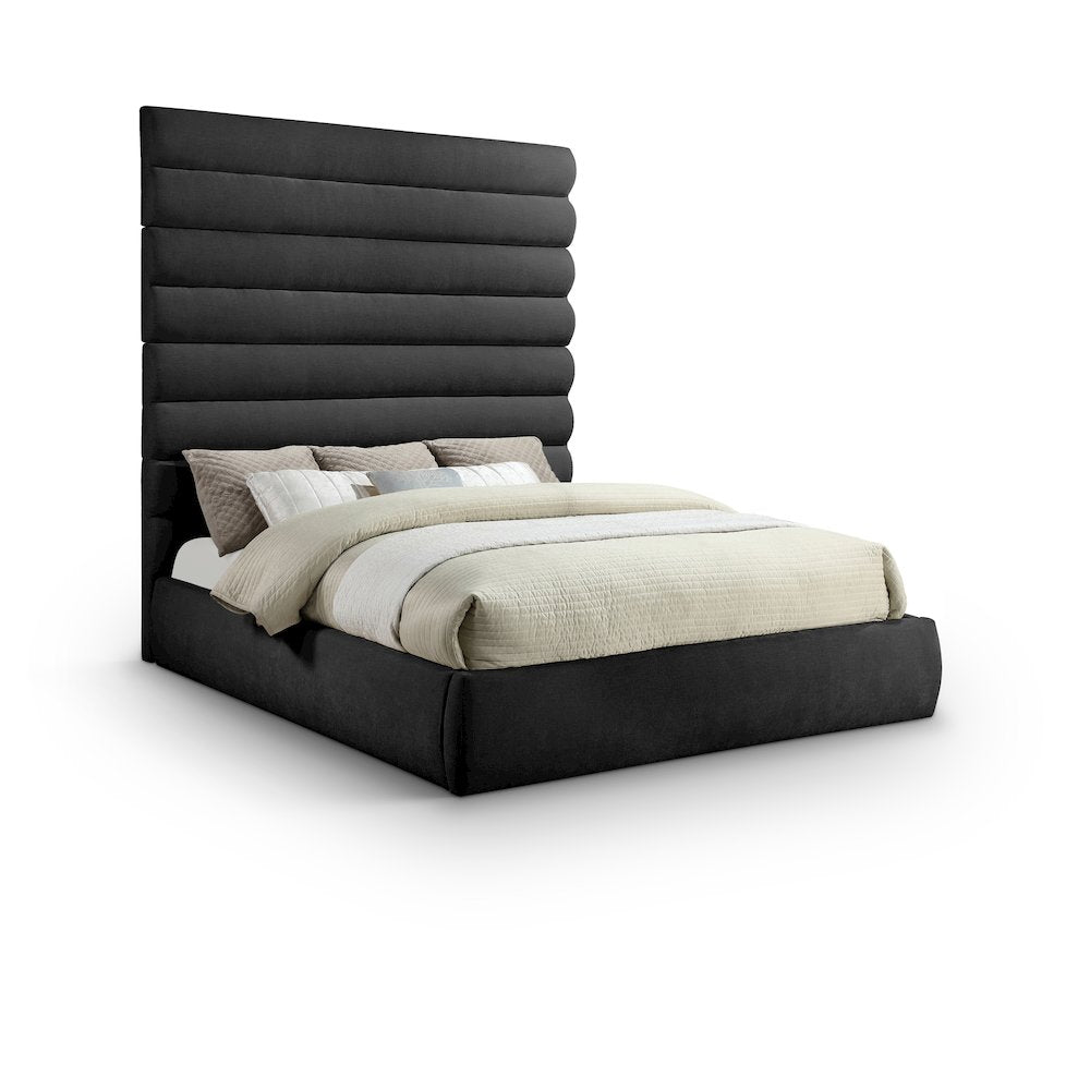 Adam Black Chenille Fabric King Bed