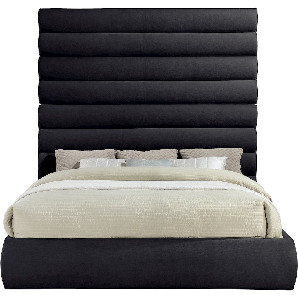 Adam Black Chenille Fabric King Bed