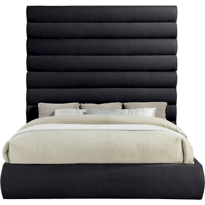 Adam Black Chenille Fabric King Bed