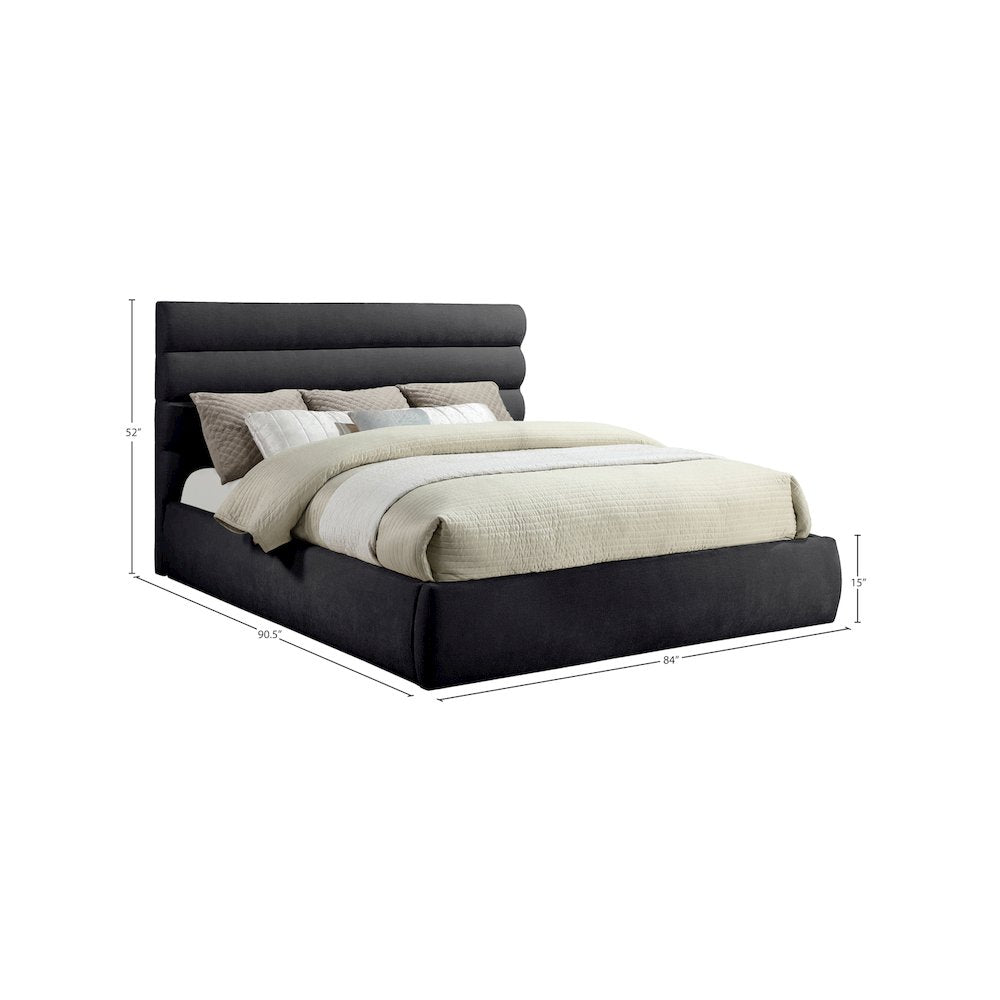 Adam Black Chenille Fabric King Bed