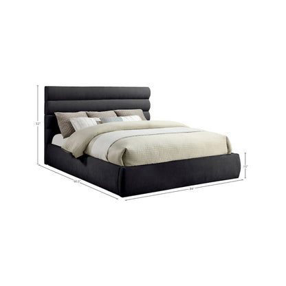 Adam Black Chenille Fabric King Bed