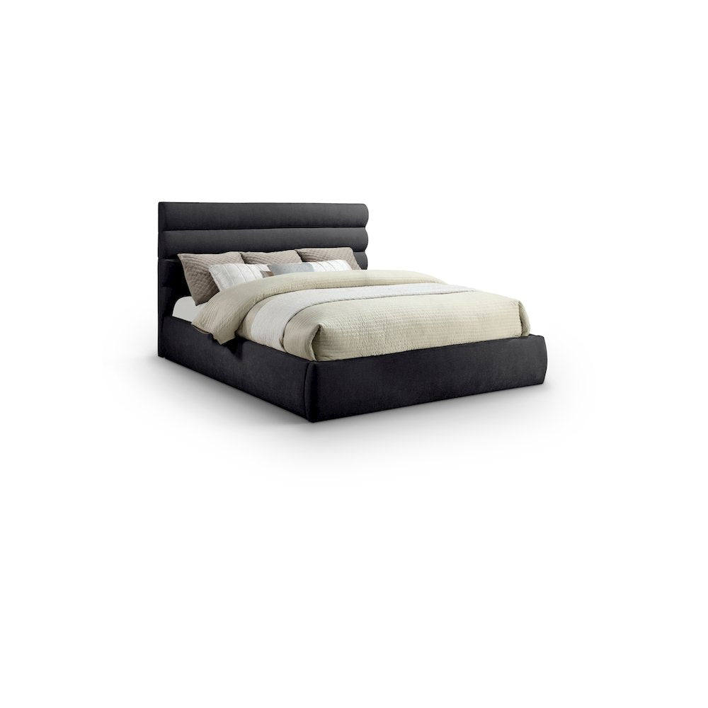 Adam Black Chenille Fabric King Bed