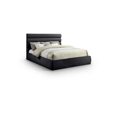 Adam Black Chenille Fabric King Bed