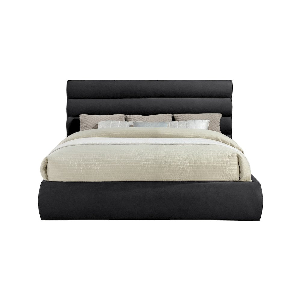 Adam Black Chenille Fabric King Bed