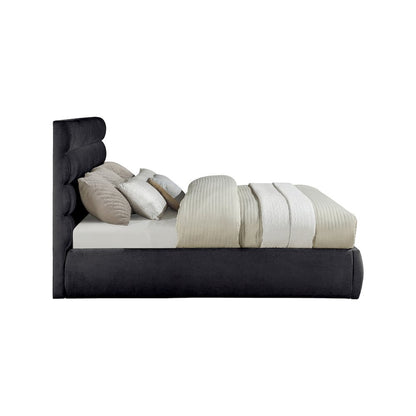 Adam Black Chenille Fabric King Bed