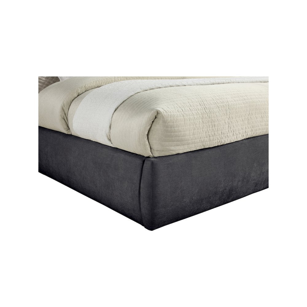 Adam Black Chenille Fabric King Bed