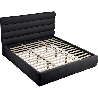 Adam Black Chenille Fabric King Bed