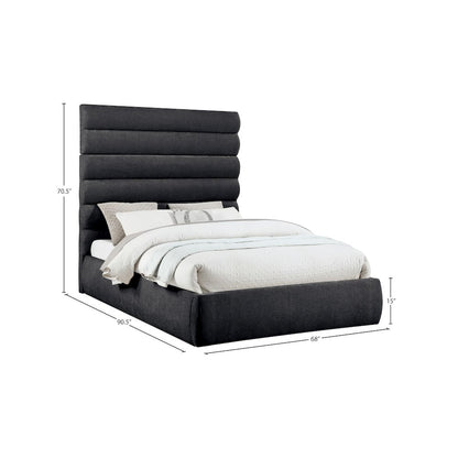 Adam Black Chenille Fabric Queen Bed