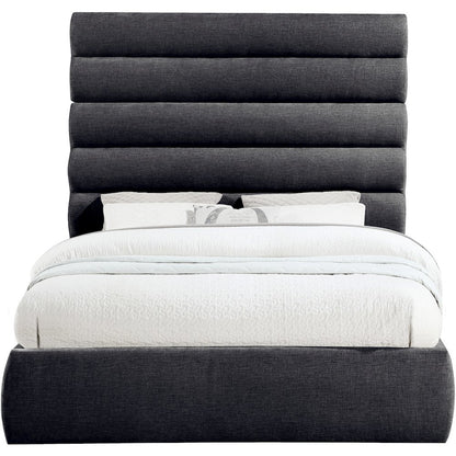 Adam Black Chenille Fabric Queen Bed