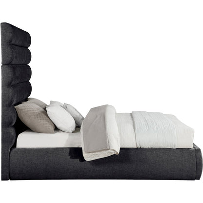 Adam Black Chenille Fabric Queen Bed