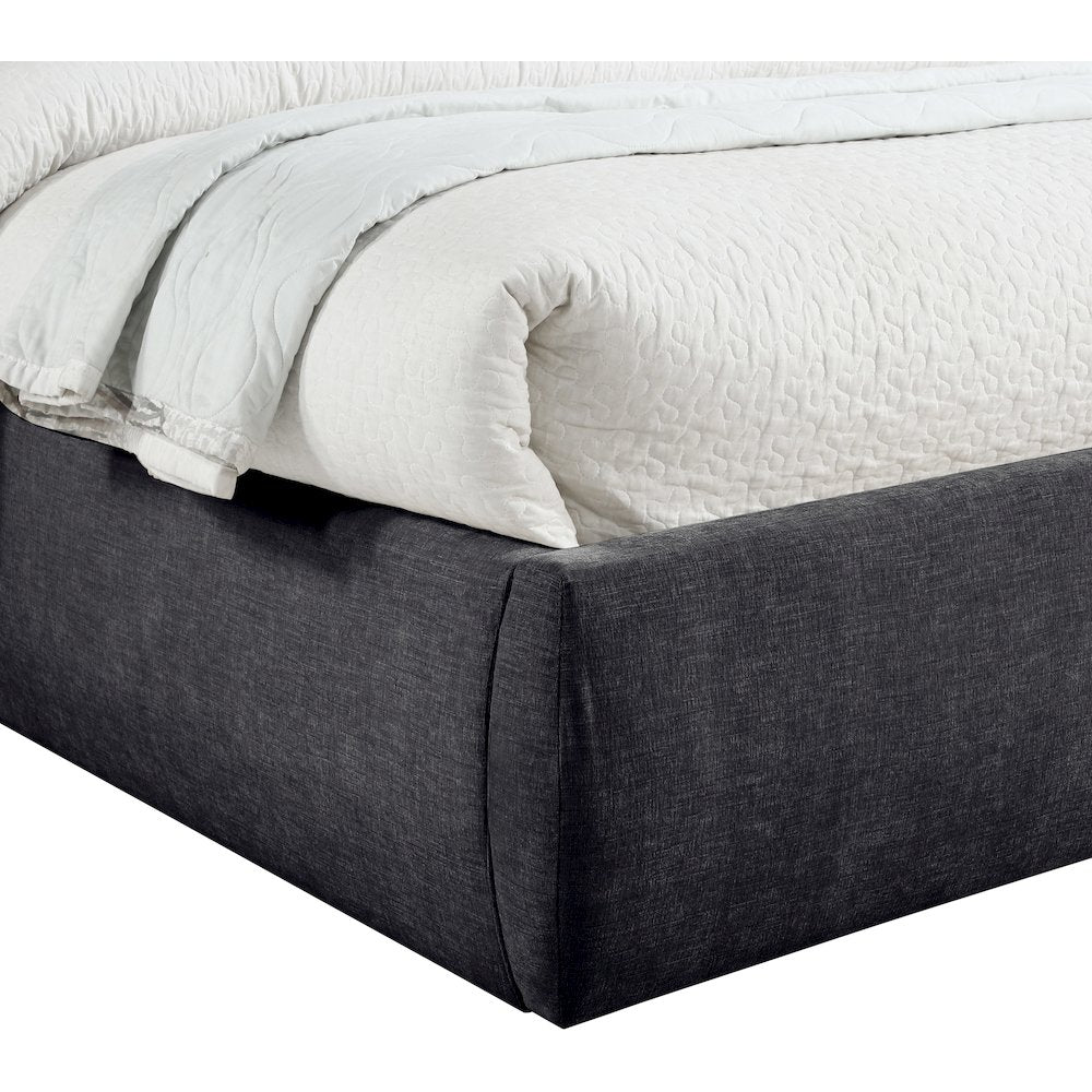 Adam Black Chenille Fabric Queen Bed
