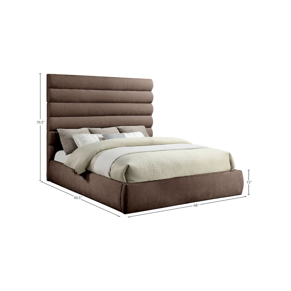 Adam Brown Chenille Fabric King Bed