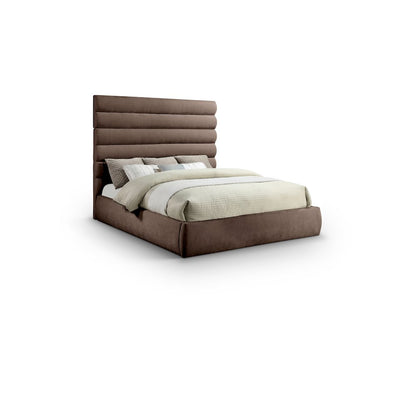 Adam Brown Chenille Fabric King Bed