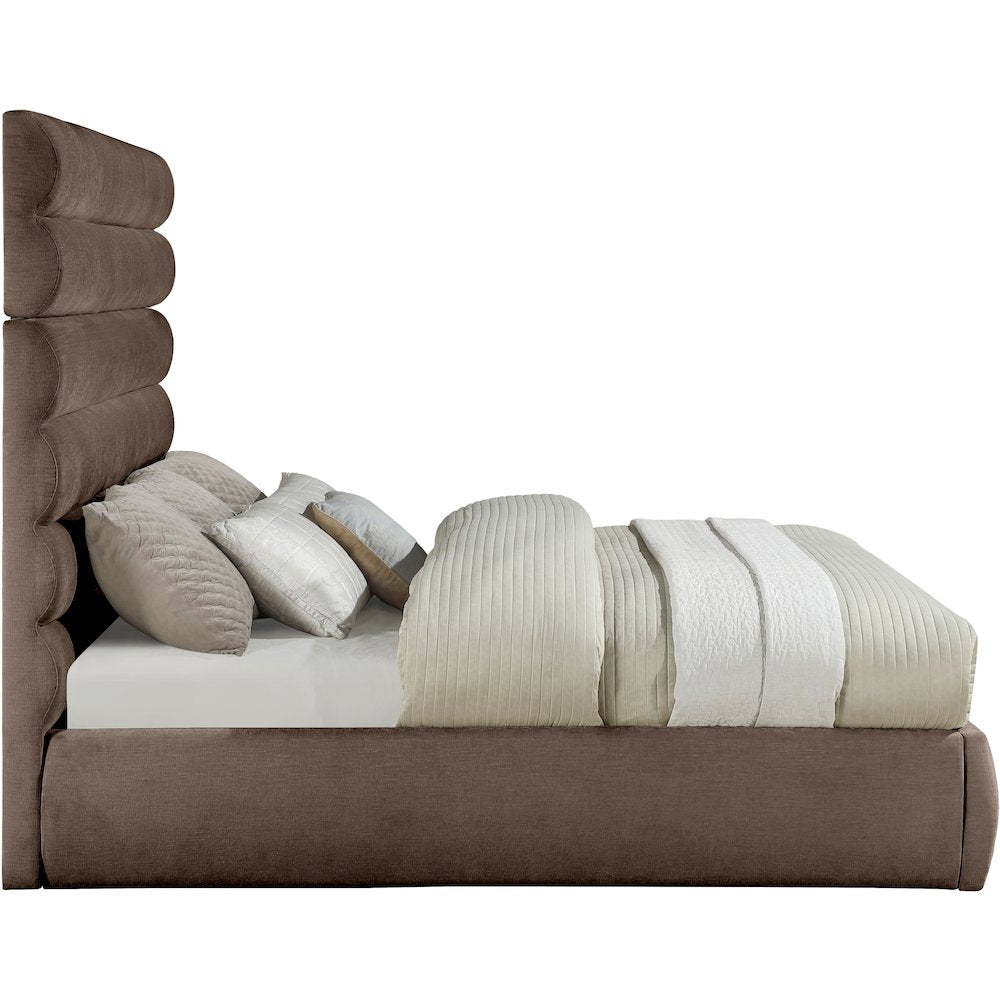 Adam Brown Chenille Fabric King Bed
