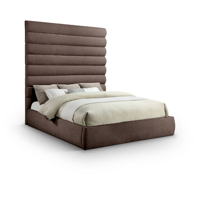 Adam Brown Chenille Fabric King Bed