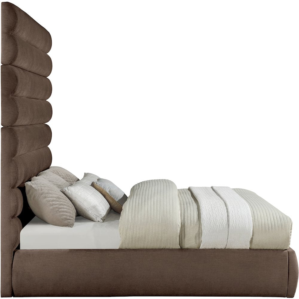 Adam Brown Chenille Fabric King Bed