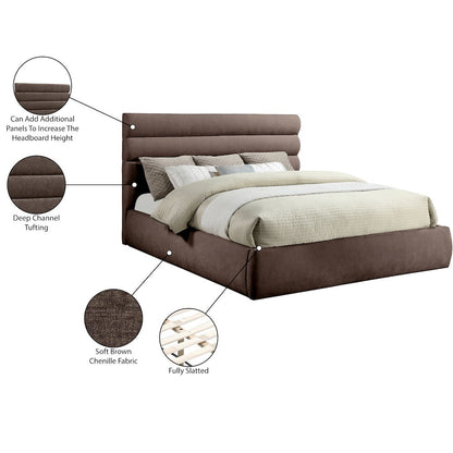 Adam Brown Chenille Fabric King Bed