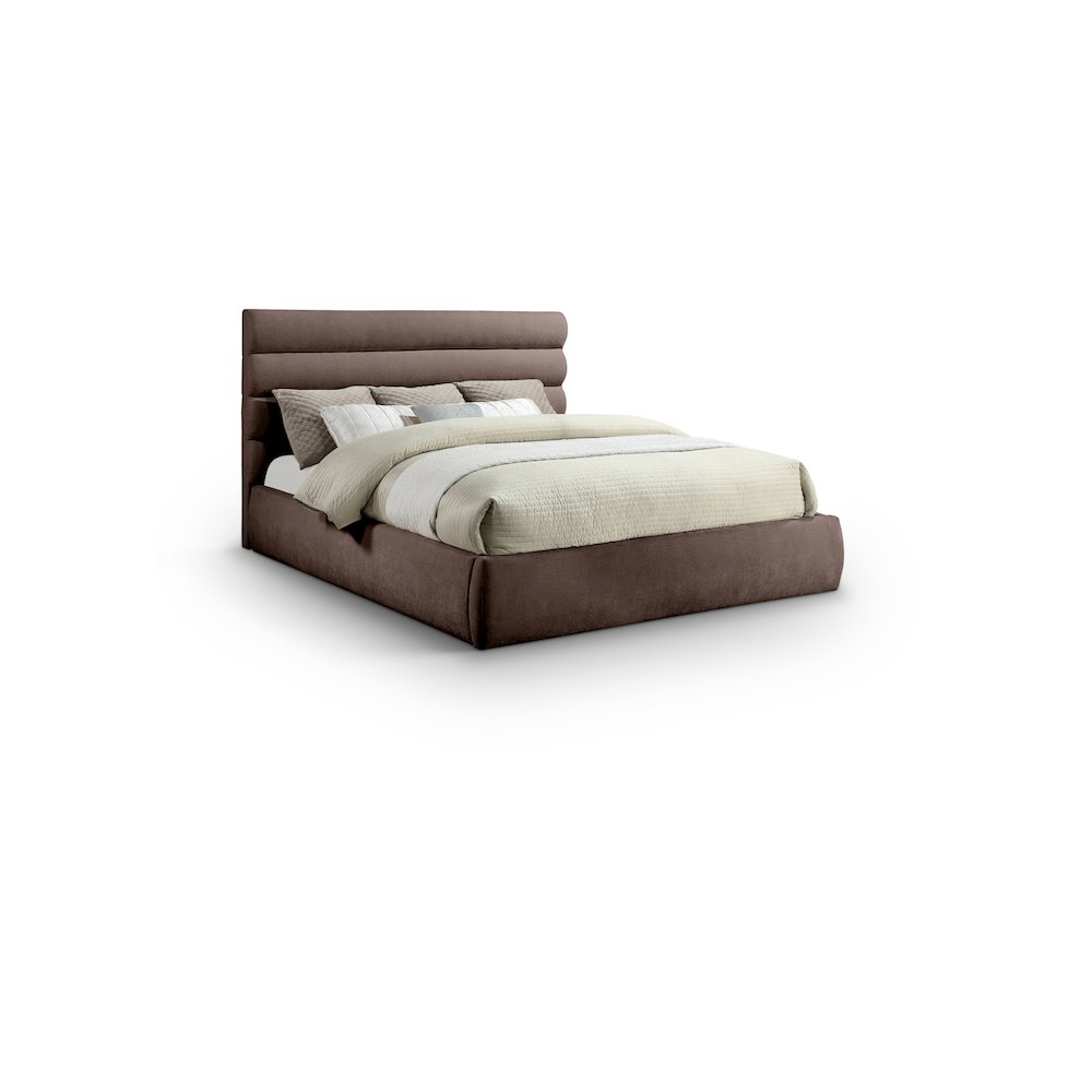 Adam Brown Chenille Fabric King Bed