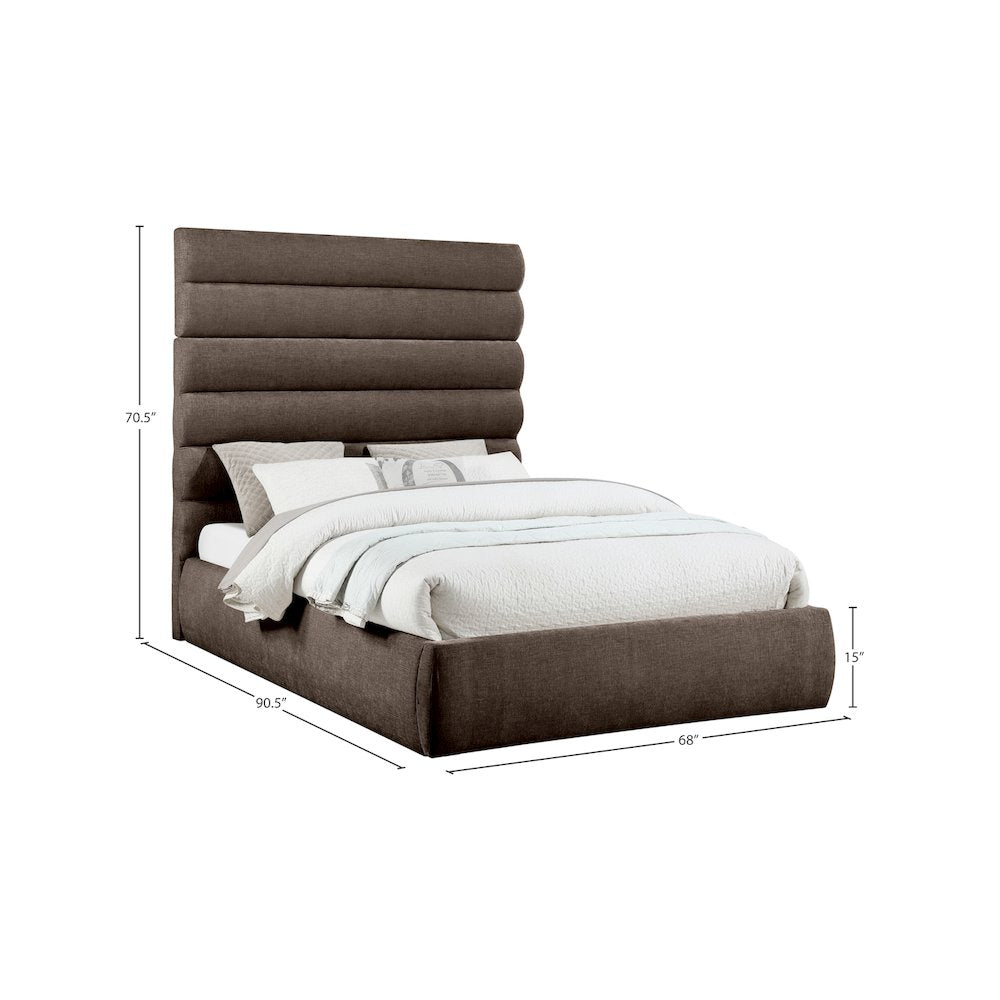 Adam Brown Chenille Fabric Queen Bed