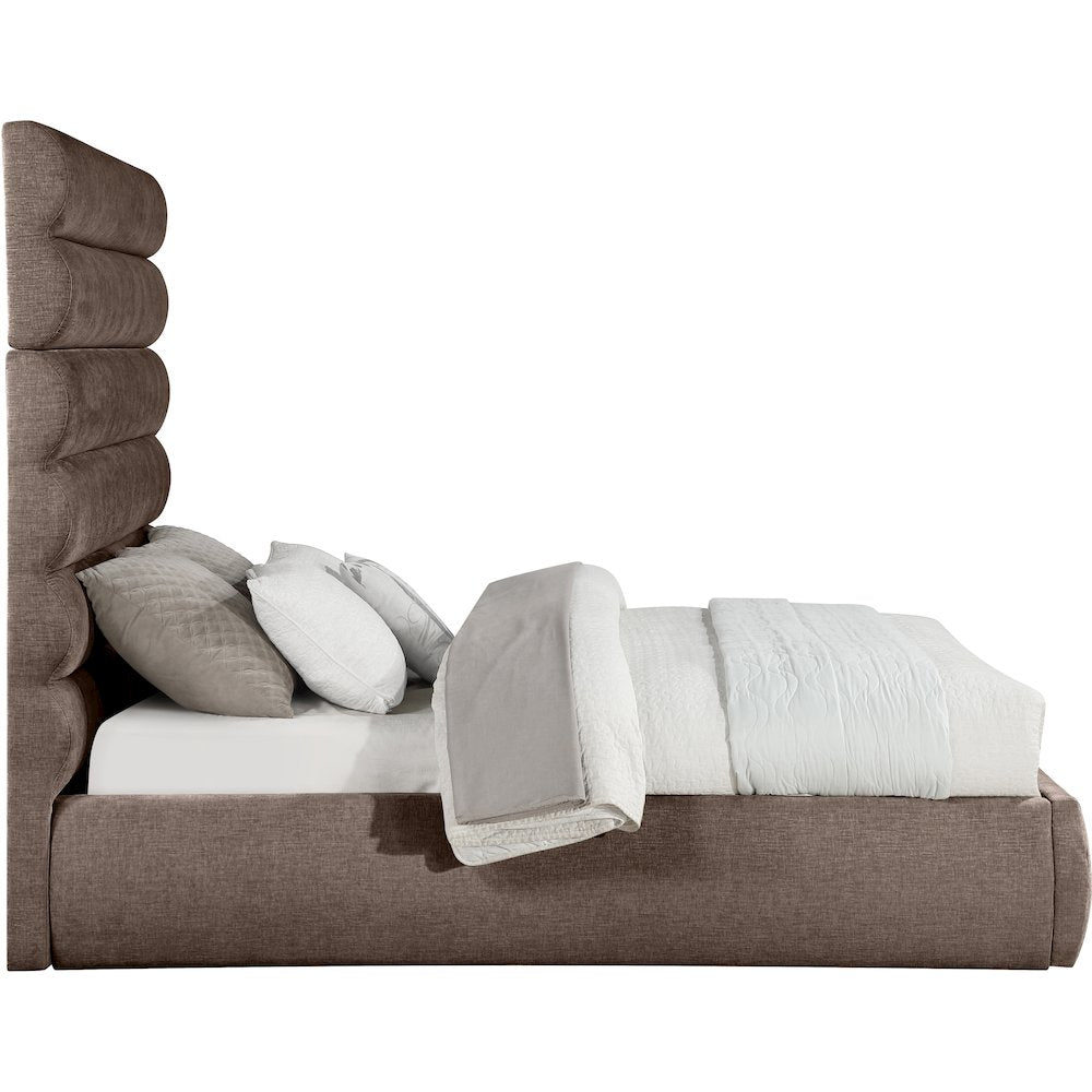 Adam Brown Chenille Fabric Queen Bed