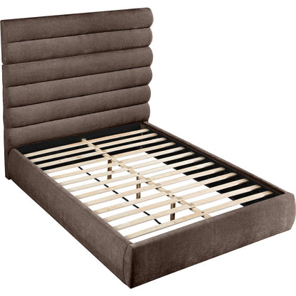 Adam Brown Chenille Fabric Queen Bed