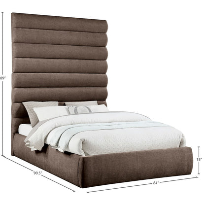Adam Brown Chenille Fabric Queen Bed