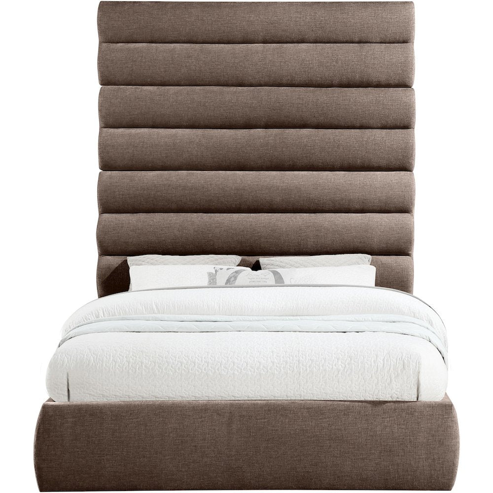 Adam Brown Chenille Fabric Queen Bed