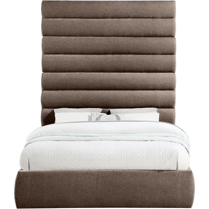 Adam Brown Chenille Fabric Queen Bed